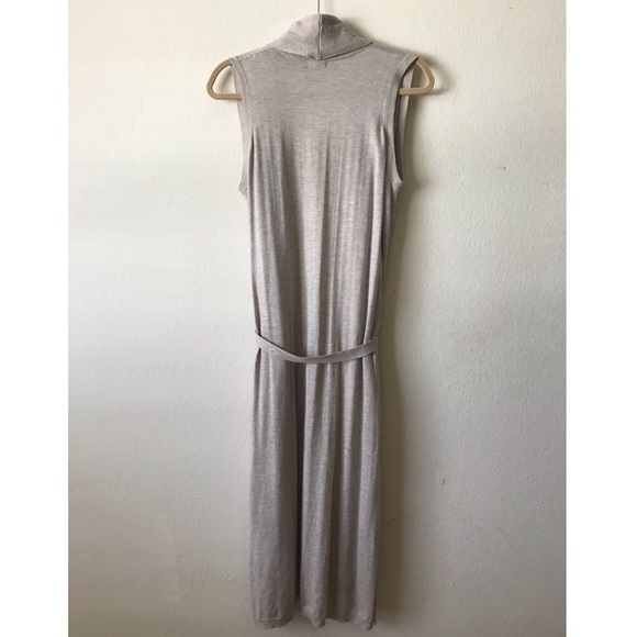 Long Nude Beige Color Cashmere Blend Ribbed Knit Collar Cardigan Splendid Med - Picture 3 of 8